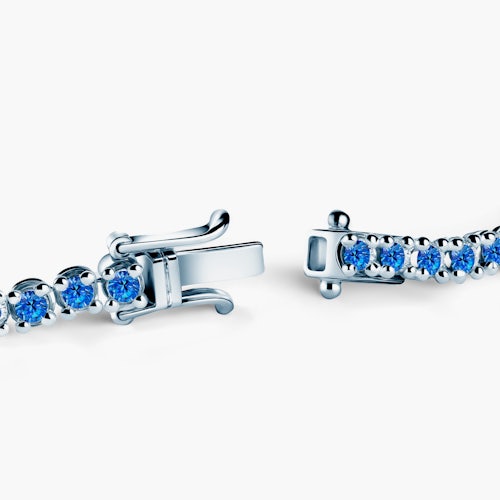 Bransoletka tenisowa Luminy 3,2mm: białe złoto, niebieskie szafiry